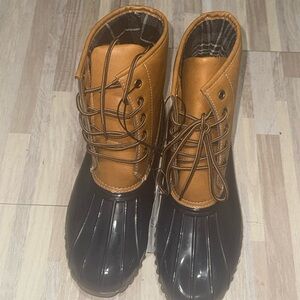 Brown and Black Lace-Up Boots